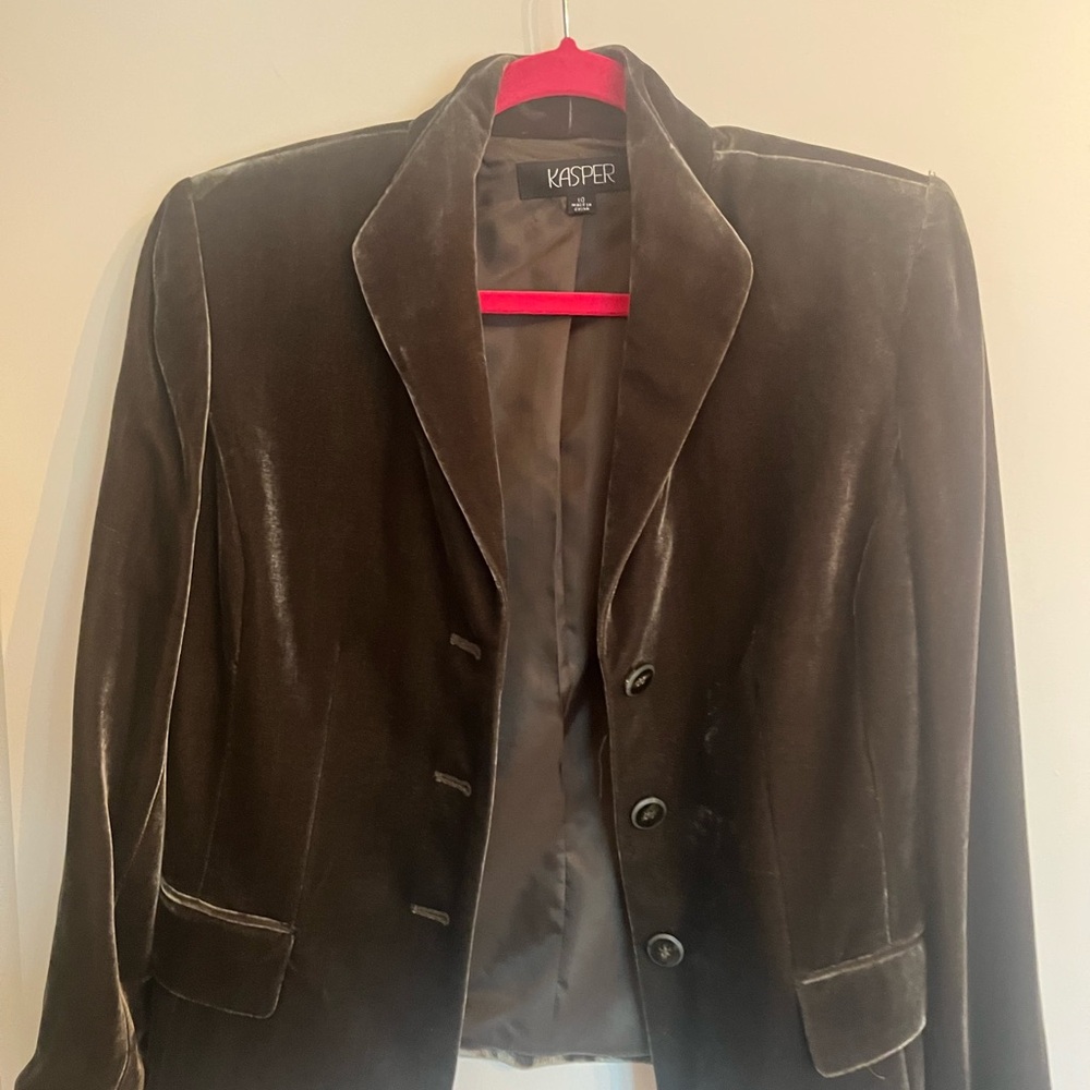Kasper Women's Rich Olive Velvet Blazer